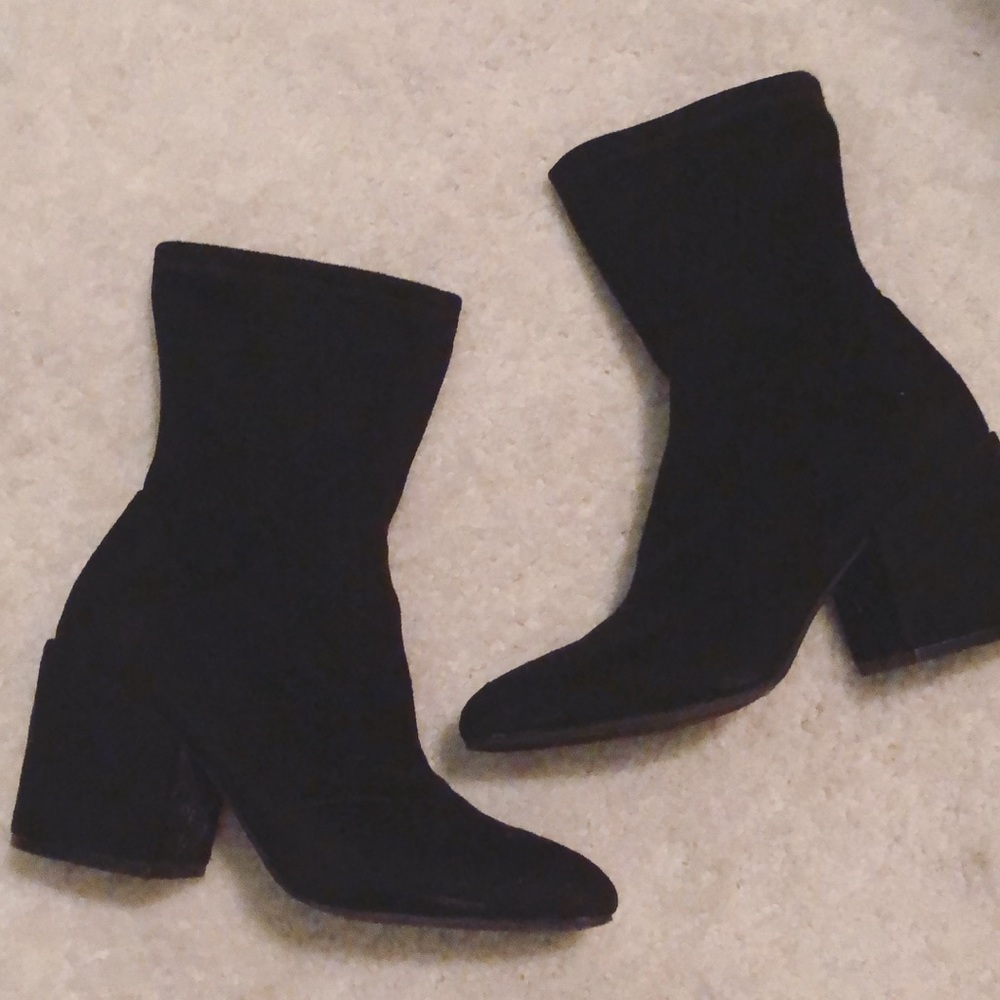 Fergie black suede mid calf booties